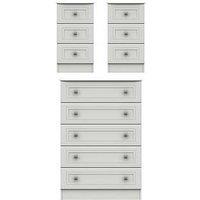 One Call Harris 3 Piece Ready Assembled Package - 5 Drawer Chest And 2 Bedside Chests