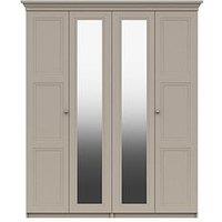 One Call Reid Part Assembled 4 Door Mirrored Wardrobe