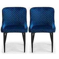 Julian Bowen Pair Of Luxe Velvet Dining Chairs - Blue
