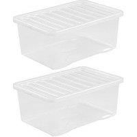 Wham Set Of 2 Clear Plastic Crystal Storage Boxes &Ndash; 45 Litres Each