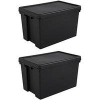Wham Set Of 2 Heavy Duty Plastic Storage Boxes &Ndash; 62 Litres Each