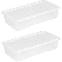 Wham Set Of 2 Clear Plastic Crystal Underbed Storage Boxes &Ndash; 42 Litres Each