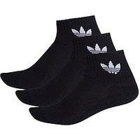 Adidas Originals Unisex 3 Pack Mid Ankle Socks - Black