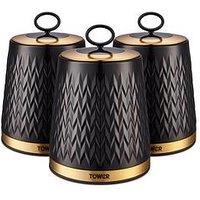 Tower Empire Set Of 3 Canisters - Black