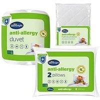 Silentnight Anti-Allergy 10.5 Tog Duvet, Pillow Pair And Mattress Topper Bedding Bundle - White