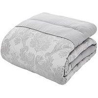 Catherine Lansfield Damask Jacquard Bedspread Throw - Silver