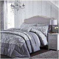 Catherine Lansfield Damask Jacquard Silver/Grey Luxury Duvet Cover Bedding Set