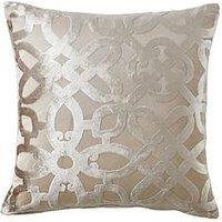 Catherine Lansfield Lattice Cut Velvet Cushion - Natural