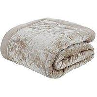 Catherine Lansfield Crushed Velvet Bedspread Throw - Natural