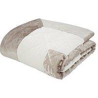 Catherine Lansfield Lattice Cut Velvet Bedspread Throw - Natural