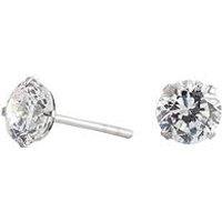 Simply Silver Sterling Silver 925 With Cubic Zirconia 6Mm Round Stud Earrings