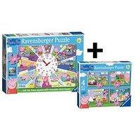 Ravensburger Peppa Pig Jigsaw Twin Pack - 4 In A Box & Clock Puzzle