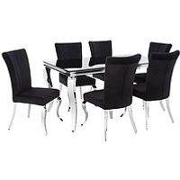 Very Home Grace 160 Cm Rectangle Dining Table + 6 Chairs - Black/Chrome