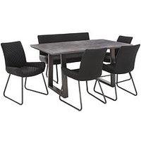 Very Home Bronx 160 Cm Concrete Effect Dining Table With 1 Bench + 4 Chairs