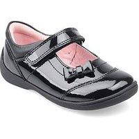Start-Rite Girls Twizzle Patent Leather First School Shoes With Bow - Black