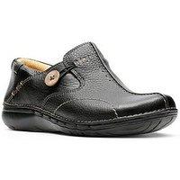 Clarks Un Loop Flat Leather Shoe - Black