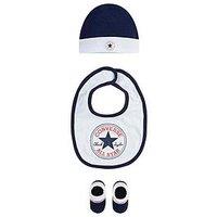 Converse Younger Chuck Infant Hat Bib Bootie Set 3Pc