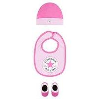 Converse Younger Chuck Infant Hat Bib Bootie Set 3Pc - Pink