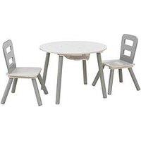 Kidkraft Round Storage Table And Set Of 2 Chairs - Grey/White