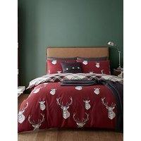 Catherine Lansfield Munro Stag Duvet Cover Set - Red