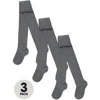 Everyday 3 Pack Girls Flat Knit Tights - Grey