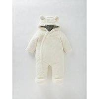 Mini V By Very Baby Unisex Faux Fur Cuddle Suit - Ivory