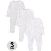 Everyday Baby Unisex 3 Pack Essentials Sleepsuits - White