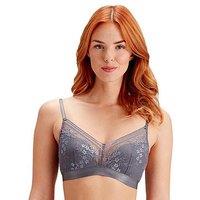 Pretty Polly Botanical Lace Moulded Non Underwired Bra in grey 32-38 B C D