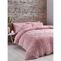 Catherine Lansfield Cuddly Faux Fur Duvet Cover Set - Pink