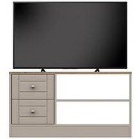 One Call Alderley Ready Assembled Tv Unit - Rustic Oak/Taupe - Fits Up To 50 Inch Tv