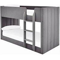 Very Home Panelled Velvet Bunk Grey W/ Prem Matt - Bed Frame Only