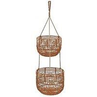 Very Home Set Of 2 Rattan Style Hanging Planters