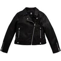 V By Very Girls Pu Biker Jacket - Black