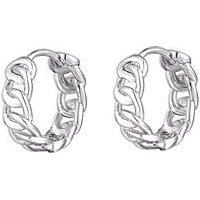 The Love Silver Collection Sterling Silver Interlinking Chain Style Huggie Hoop Earrings