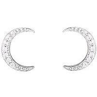 The Love Silver Collection Sterling Silver Cubic Zirconia Moon Stud Earrings