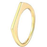 The Love Silver Collection 18Ct Gold Plated Sterling Silver Thin Square Edge Stacking Ring