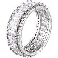 The Love Collection Sterling Sliver Cubic Zirconia Baguette Stone Eternity Ring