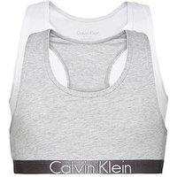 Calvin Klein GIRLS 2 Pack Customized Stretch Bralette, Heather Grey / White