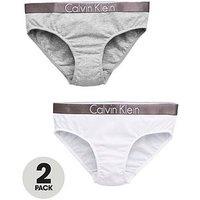 Calvin Klein Girls 2 Pack Bikini Brief - White/Grey