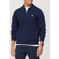Lacoste Fleece Quarter Zip Sweat Top - Dark Blue