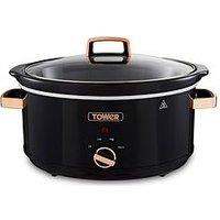 Tower T16019Rg 6.5L Slow Cooker With 3 Heat Settings - Black And Rose Gold