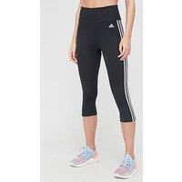 Adidas Performance Train Essentials 3-Stripes High-Waisted 3/4 Leggings - Black