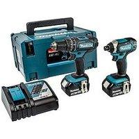 Makita 18V Lxt Cordless Combi Drill & Impact Driver With 2X 5Ah Batteries, Fast Charger & Case