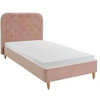 Very Home Freya Velvet Fabric Single Kids Bed Frame And Headboard - Pink - Fsc Certified - Bed Frame With Premium Mattress