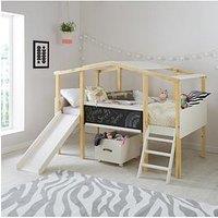 Very Home Pixie Mid Sleeper Bed With Slide And Chalkboard With Mattress Options (Buy And Save!) - Bed Frame With Standard Mattress