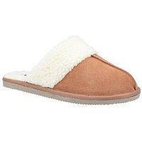 Hush Puppies Arianna Womens Tan Slip On Faux Fur Lined Mule Slipper