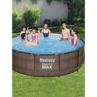 Bestway 12Ft Steel Pro Max Rattan Deluxe Pool Set, Filter Pump With Ladder