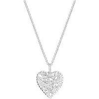 Simply Silver Sterling Silver 925 Wire Wrap Heart Pendant Necklace