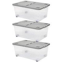 Wham Set Of 3 45L Wheeled Boxes With Folding Lid - 45 Litre