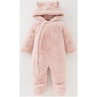 Mini V By Very Baby Girls Faux Fur Cuddle Suit - Pink
